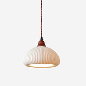 Suspension en céramique rustique avec accent en chêne pour salle à manger ou luminaire de plafond de cuisine style