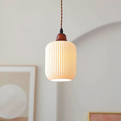 Suspension en céramique rustique avec accent en chêne pour salle à manger ou luminaire de plafond de cuisine style