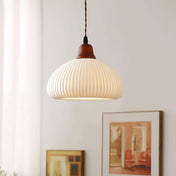 Suspension en céramique rustique avec accent en chêne pour salle à manger ou luminaire de plafond de cuisine style