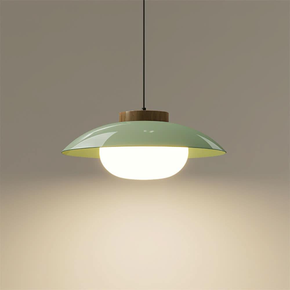 Suspension métallique contemporaine avec accent en bois pour cuisines, salles à manger et espaces de travail
