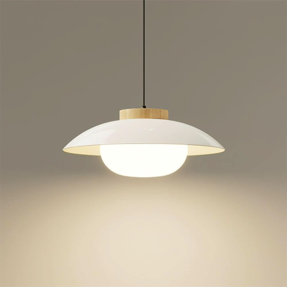 Suspension métallique contemporaine avec accent en bois pour cuisines, salles à manger et espaces de travail