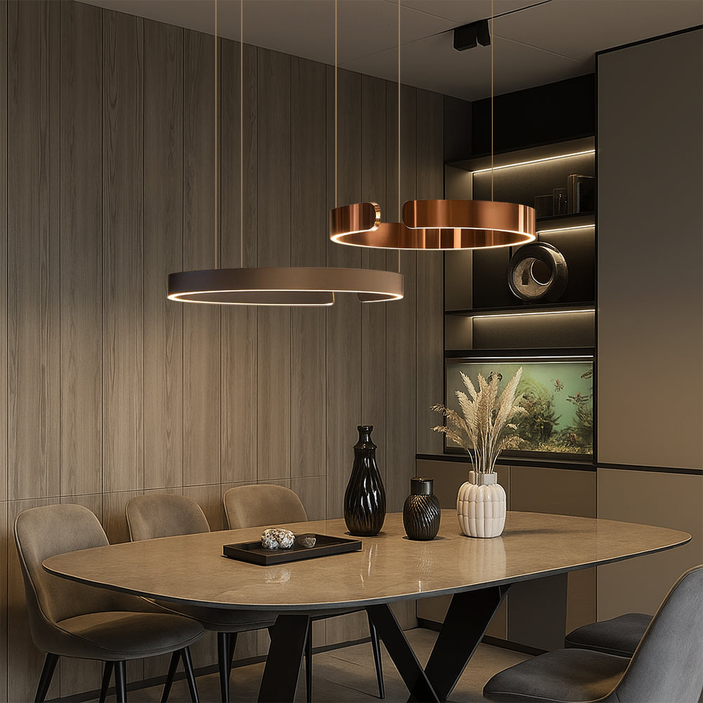 Sleek Circle Pendant Lighting for Kitchen Island and Modern Spaces - Adjustable LED Design 6