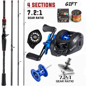 Sougayilang Fishing Rod and Reel Combo Set 1.8~2.1m Carbon Fiber Casting Rod and 7.2:1 Gear Ratio Reel Max Drag 10kg with a Gift 6