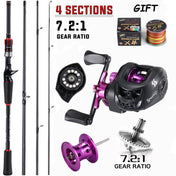 Sougayilang Fishing Rod and Reel Combo Set 1.8~2.1m Carbon Fiber Casting Rod and 7.2:1 Gear Ratio Reel Max Drag 10kg with a Gift 7