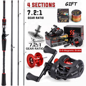 Sougayilang Fishing Rod and Reel Combo Set 1.8~2.1m Carbon Fiber Casting Rod and 7.2:1 Gear Ratio Reel Max Drag 10kg with a Gift 9