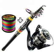 Spinning fiskestang og hjul sæt 1,8-3,6 m kulfiber havstang 5,2 til 1 gearforhold metalspole med line sæt til gedde og karpe