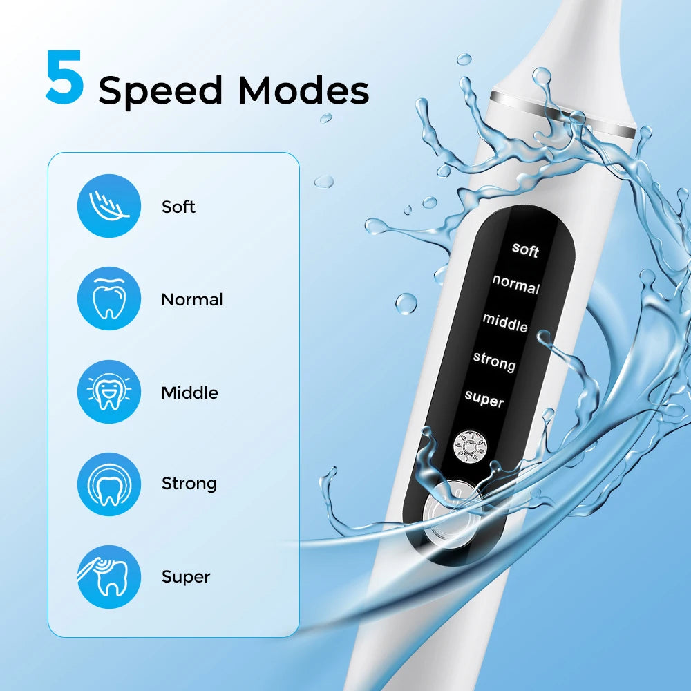 Tooth Polisher Rechargeable Teeth Polisher With 6 Brush Heads Tooth Whitening Kit For Cleaning Polishing Teeth Whitening Plaque 1