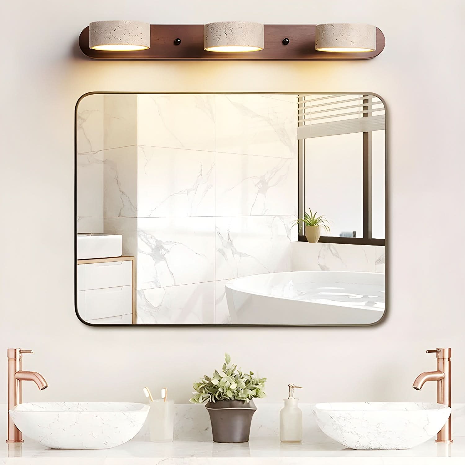 Travertine Stone Dual LED Wall Light Fixture Ideal For Bedrooms, Hallways, Or Living Rooms