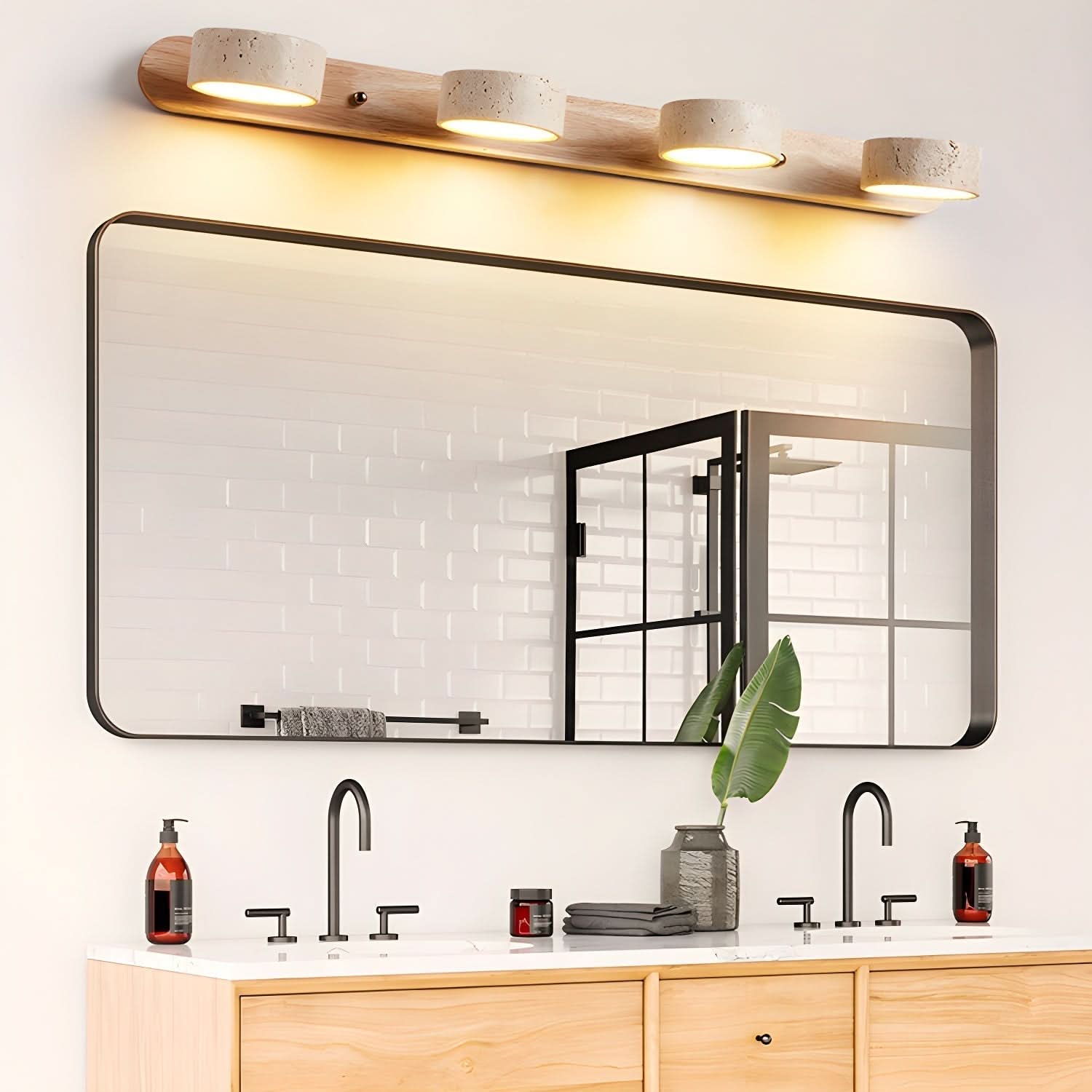 Travertine Stone Dual LED Wall Light Fixture Ideal For Bedrooms, Hallways, Or Living Rooms