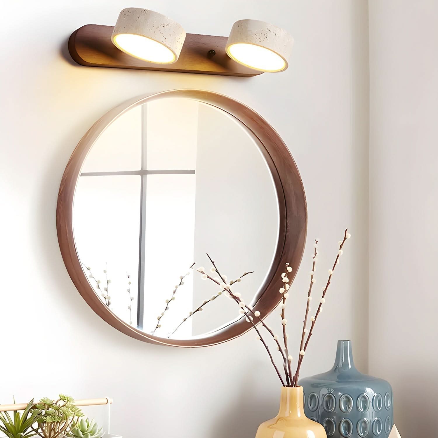 Travertine Stone Dual LED Wall Light Fixture Ideal For Bedrooms, Hallways, Or Living Rooms