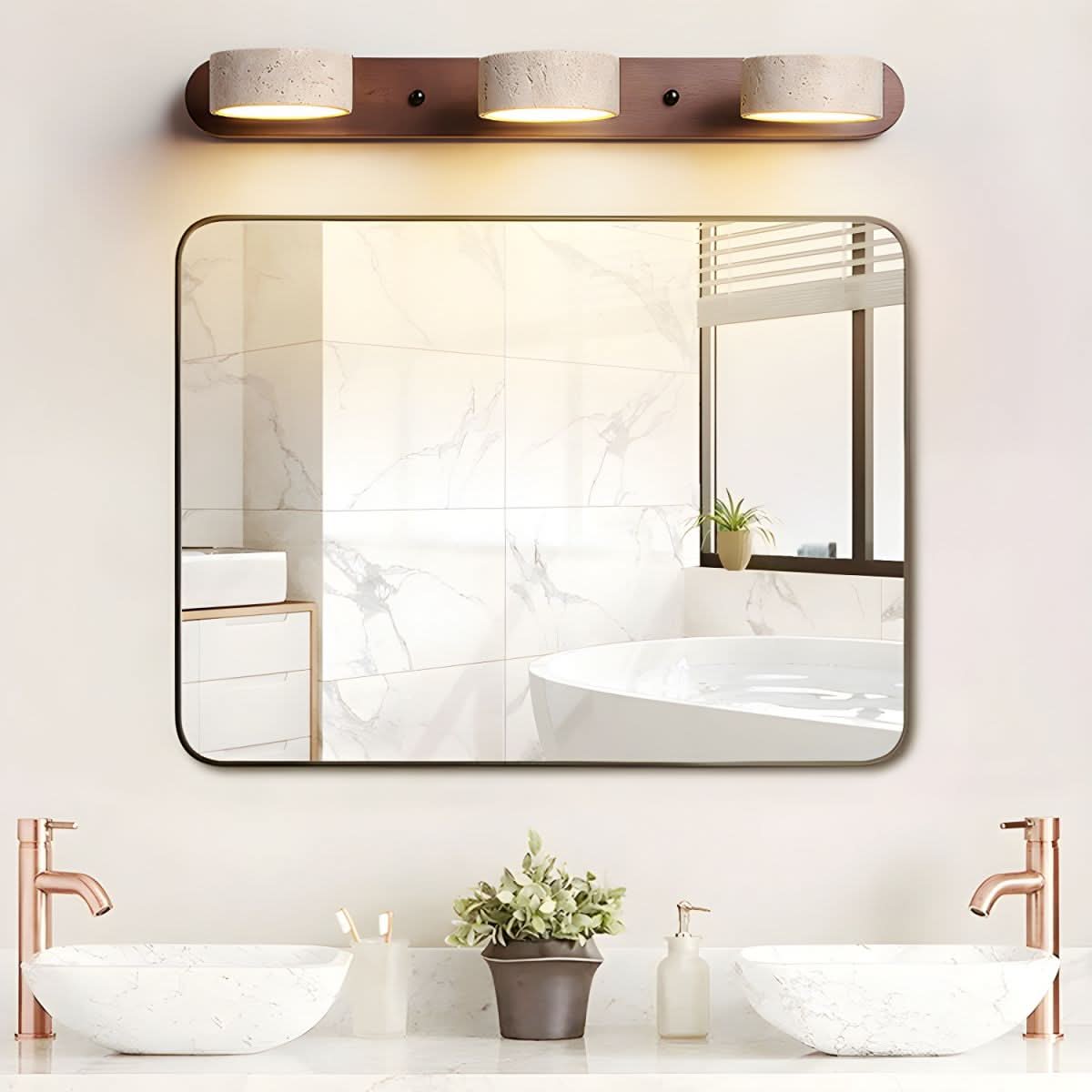 Travertine Stone Dual LED Wall Light Fixture Ideal For Bedrooms, Hallways, Or Living Rooms