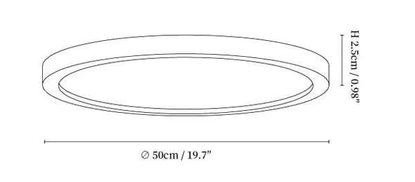 Slank ultratynd rund LED-loftlampe med valnødfinish til moderne hjem og opholdsrum i moderne interiører