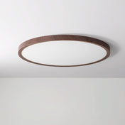 Slank ultratynd rund LED-loftlampe med valnødfinish til moderne hjem og opholdsrum i moderne interiører