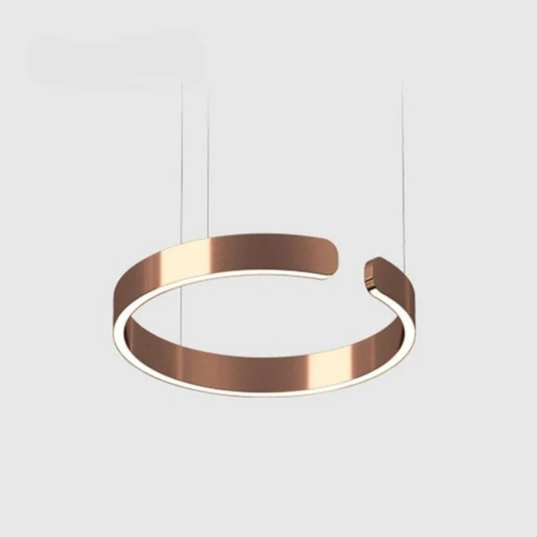 Lampada a sospensione LED circolare per soggiorno moderno con design ad anello minimalista per interni domestici contemporanei
