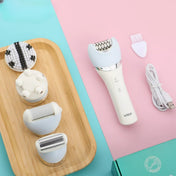 NovaLux 5-i-1 elektrisk epilator til kvinder, benskraber og kropshårfjerner, bikinitrimmer, ansigtsrensningsmassage