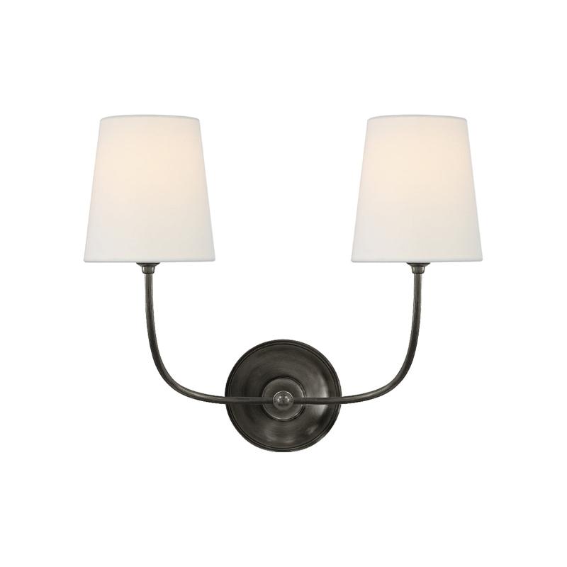 Variant image for Vendome Wall Sconce Vintage | Elegant Indoor Wall Lights | Brass Wall Lamp | Curved Arm Light Fixture | Soft Linen Shade Sconce - Zardee-5