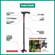 Versatile LED Folding Walking Cane for Enhanced Stability 3