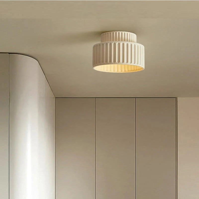 Vintage Cream Flush Mount Ceiling Light | Elegant Ceiling Light Fixture | Stylish Drum Light | Warm Light Home Decor | Ideal for Low Ceilings - Zardee 0