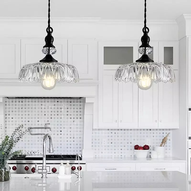 Vintage Glass Pendant Light | Kitchen Pendant Lighting Fixture | Elegant Hanging Lights | Adjustable Cord Pendant | Warm Light for Living Room - Zardee 3