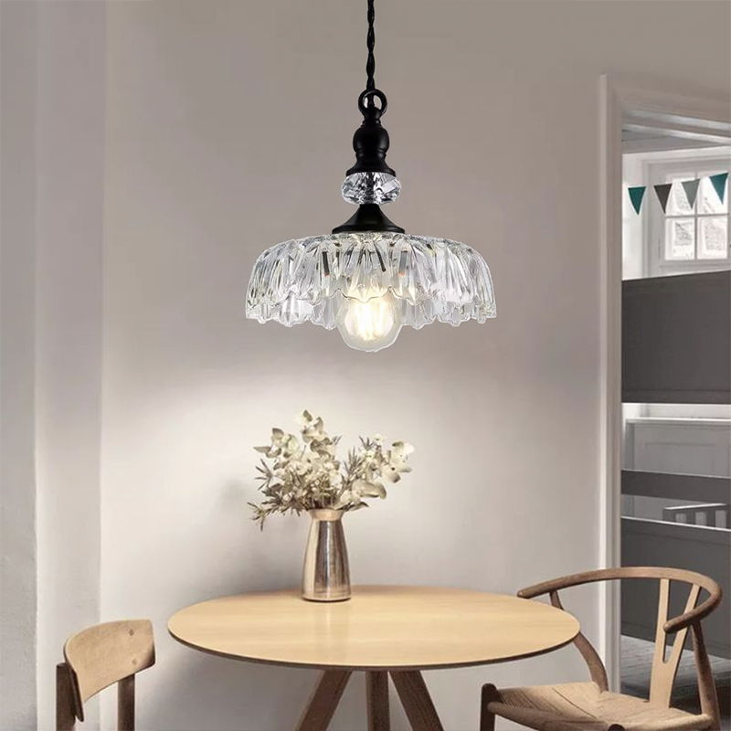 Vintage Glass Pendant Light | Kitchen Pendant Lighting Fixture | Elegant Hanging Lights | Adjustable Cord Pendant | Warm Light for Living Room - Zardee 4
