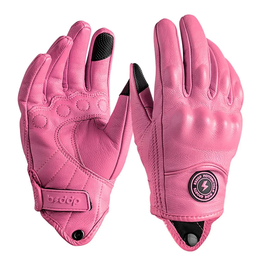 Vintage Real Leather Breathable Touch Screen Gloves 14