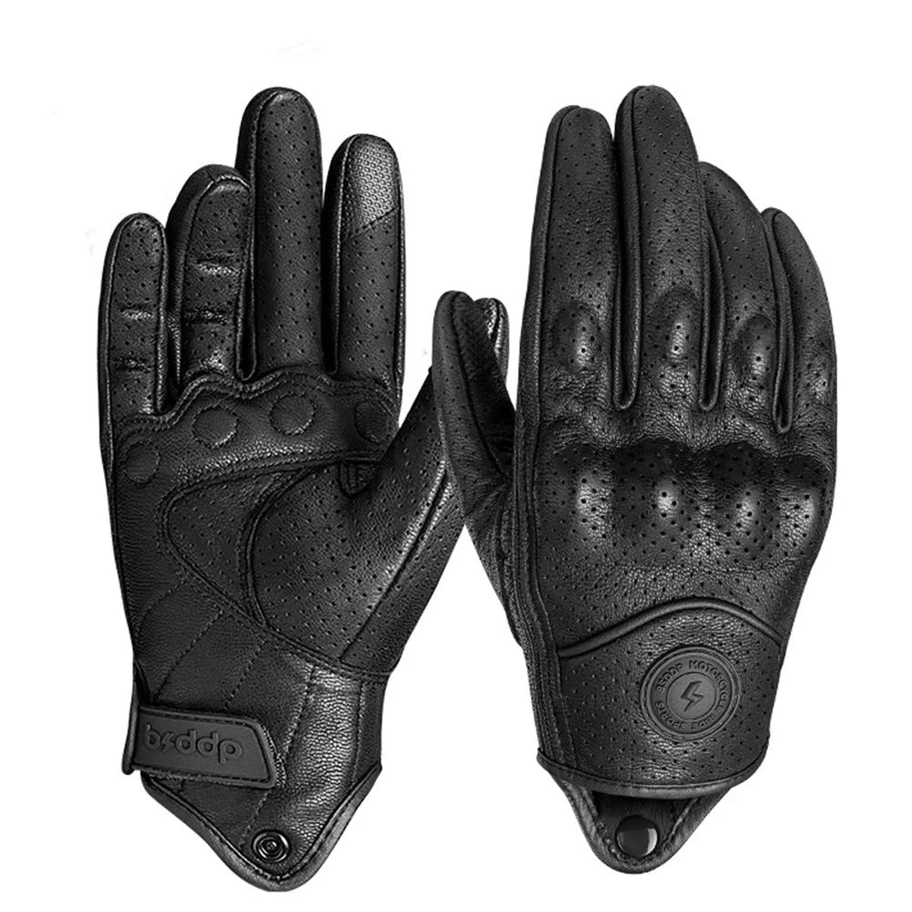 Vintage Real Leather Breathable Touch Screen Gloves 15