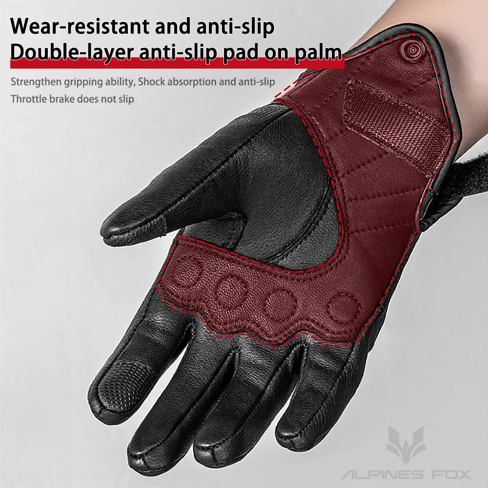 Vintage Real Leather Breathable Touch Screen Gloves 4