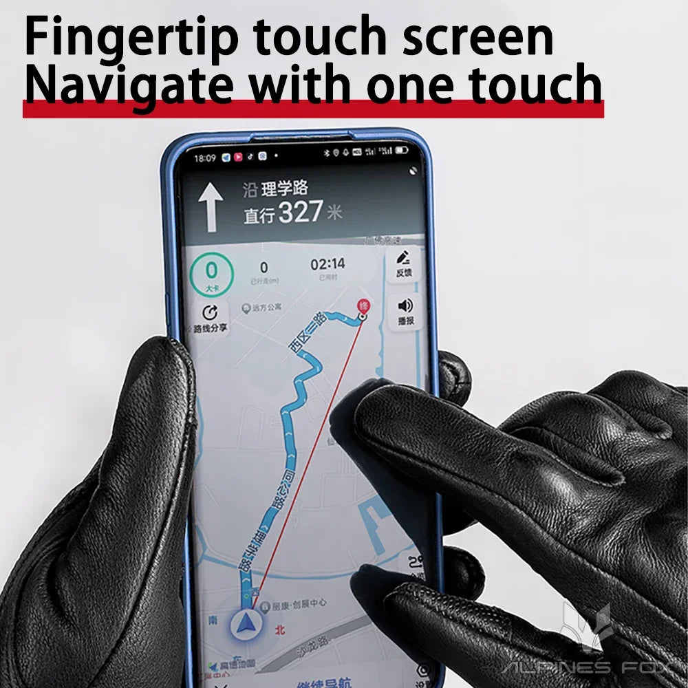 Vintage Real Leather Breathable Touch Screen Gloves 5