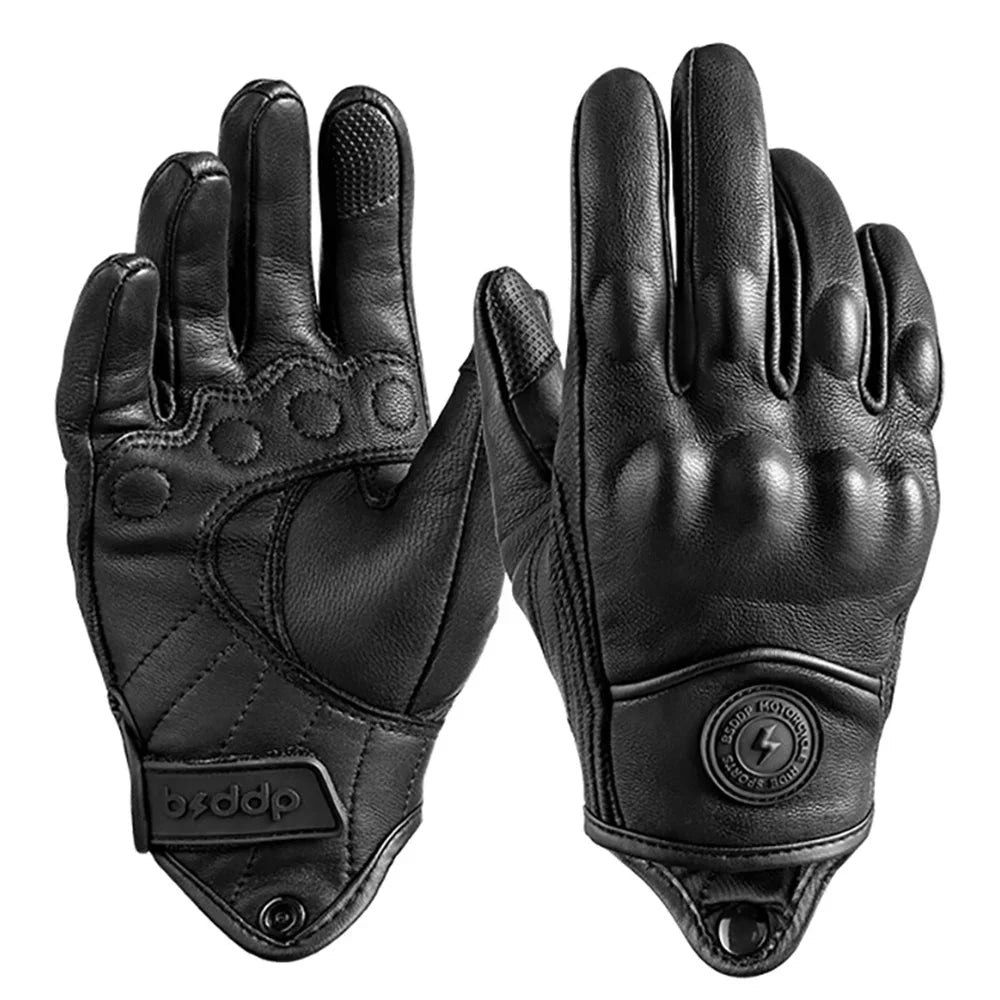 Vintage Real Leather Breathable Touch Screen Gloves 7
