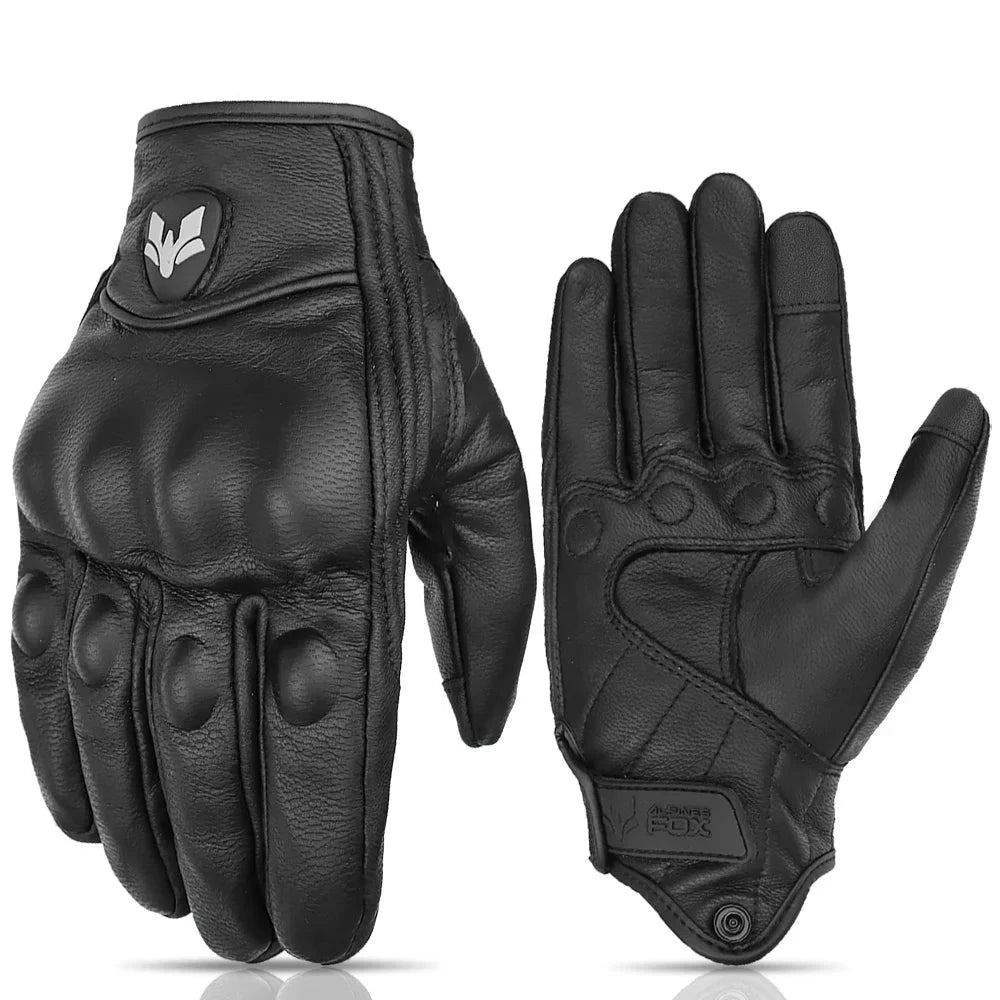 Vintage Real Leather Breathable Touch Screen Gloves 8