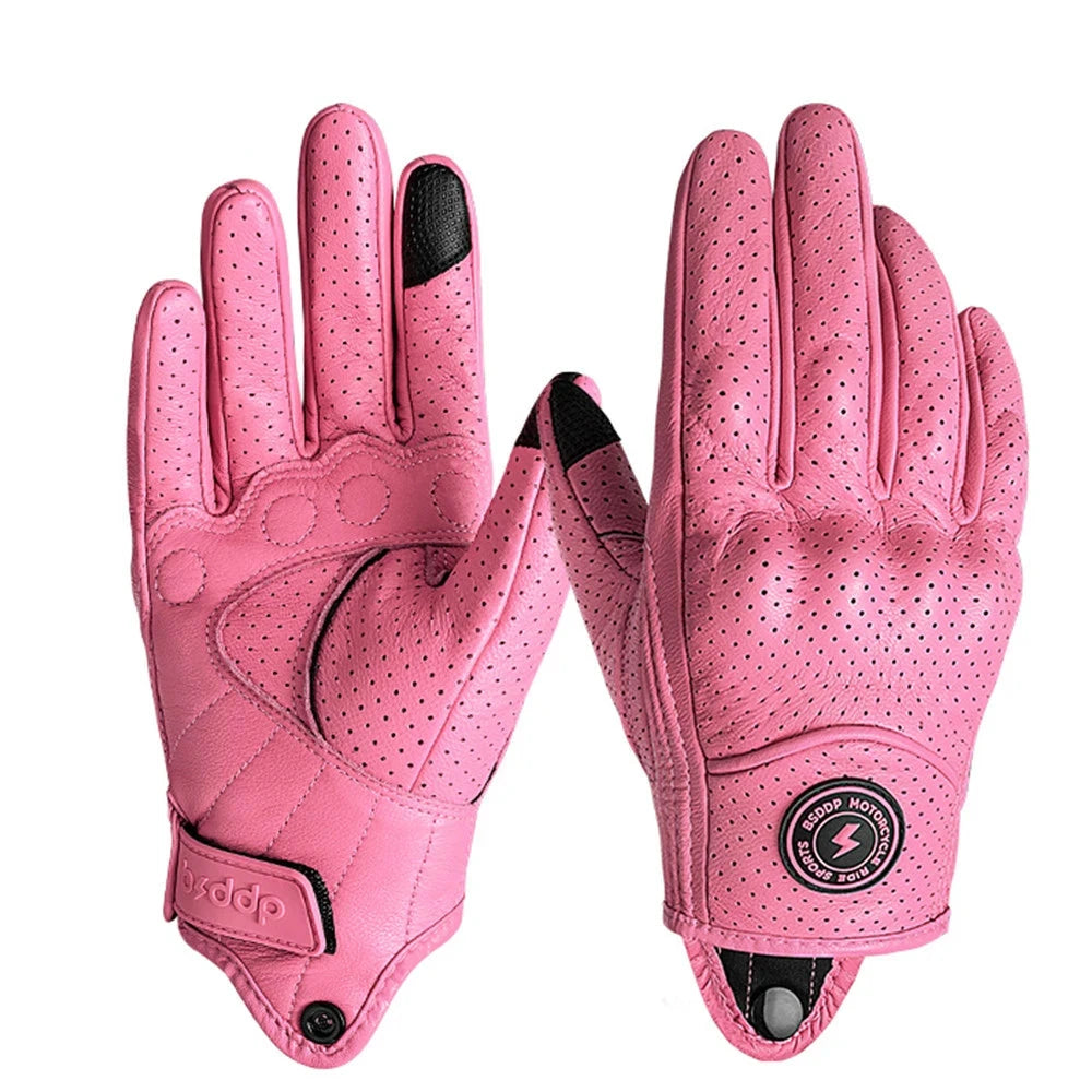 Vintage Real Leather Breathable Touch Screen Gloves 9