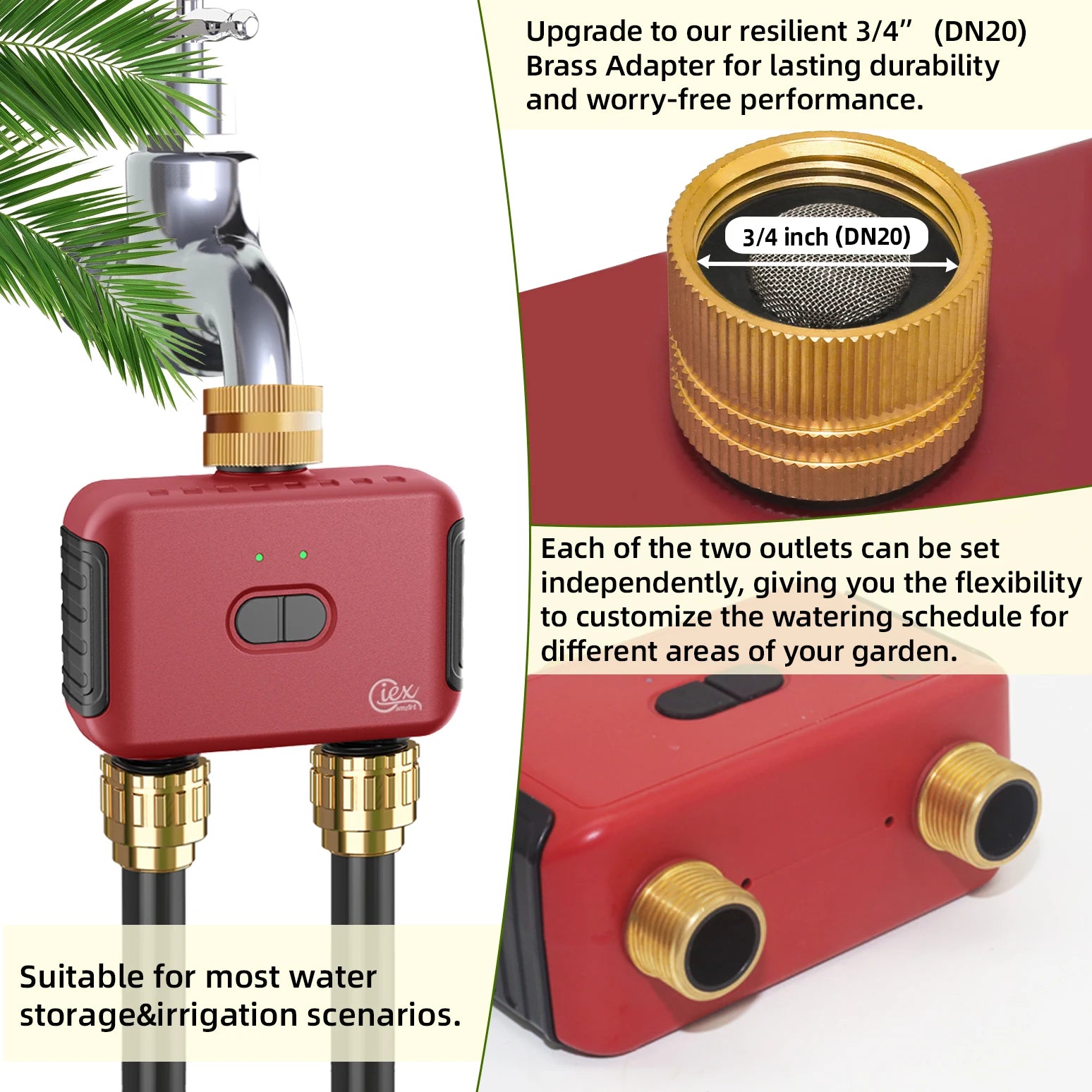 WIFI & ZIGBEE 2-Zone Watering Timer Smart Garden Automatic Irrigation System Drip Sprinkler Controller Valve Tuya 2MQTT ZHA 4