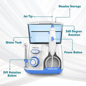 Waterpulse Electric Water Flosser Oral Irrigator, 800ML Large Capacity Dental Water Hygiene Flossing Teeth Cleaner with 5x Tips 5