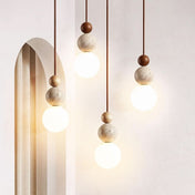 Naturlig lavasten travertin pendel til spisestue dekoration rustik moderne lampearmatur lampe