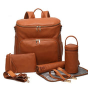 Sac à dos pour couches en cuir PU avec grande capacité, sac de voyage pour parents en déplacement et sorties quotidiennes