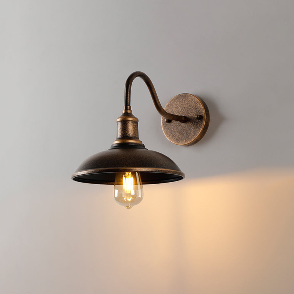 Variant image for Rustic Outdoor Wall Lamp | Antique Brass Outdoor Light Fixtures | Waterproof Outside Lights | Vintage Bowl-Shaped Lantern | IP65 Rated Outdoor Lamp - Zardee-1