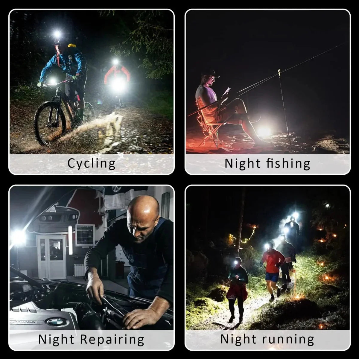Luz de trabajo compacta impermeable recargable por USB BrightTrail para camping, reparaciones y tareas al aire libre