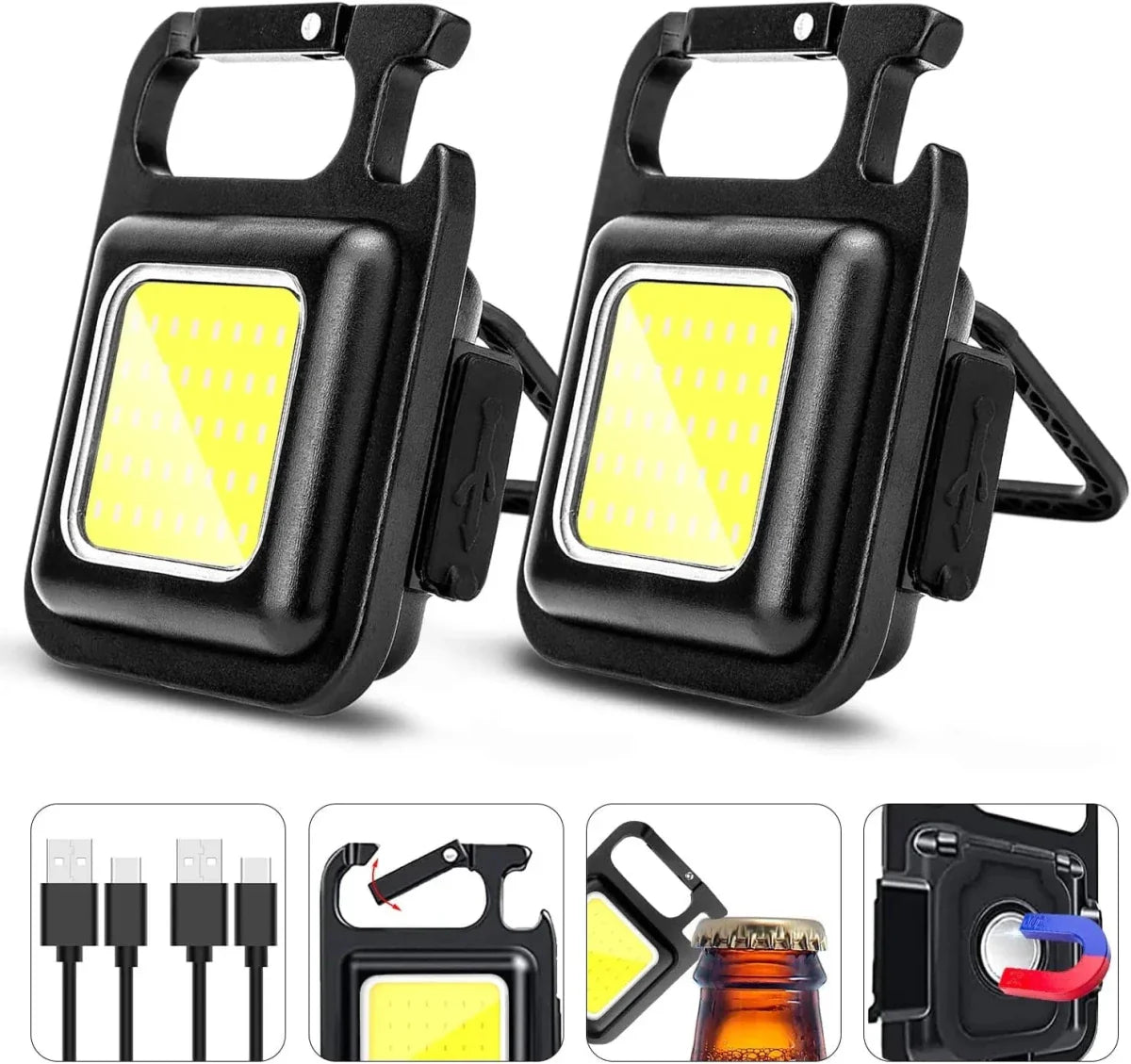 Luz de trabajo compacta impermeable recargable por USB BrightTrail para camping, reparaciones y tareas al aire libre