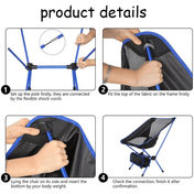 Chaise de camping pliante légère Siège portable d'extérieur Idéal pour le camping, la randonnée, la pêche et les festivals