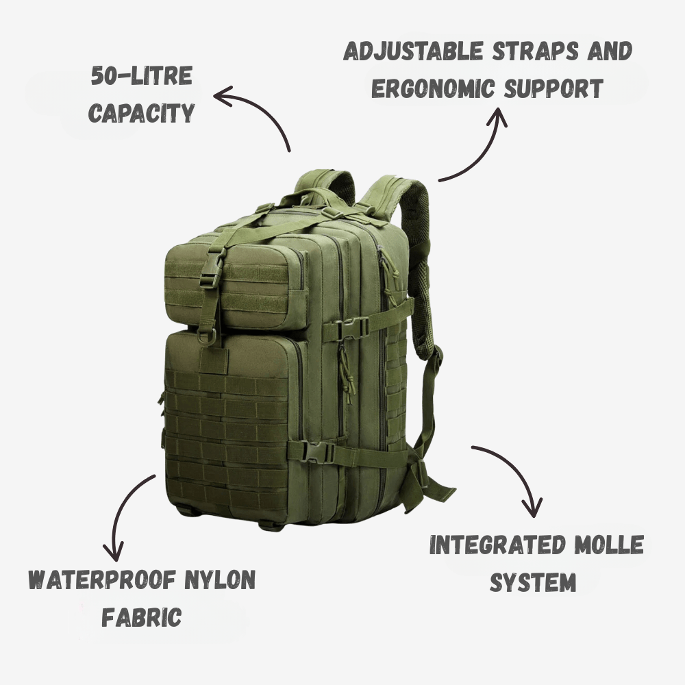 Mochila de senderismo impermeable y duradera de 50L para excursiones en todo tipo de clima de Northward Trail Outfitters