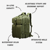 Mochila de senderismo impermeable y duradera de 50L para excursiones en todo tipo de clima de Northward Trail Outfitters