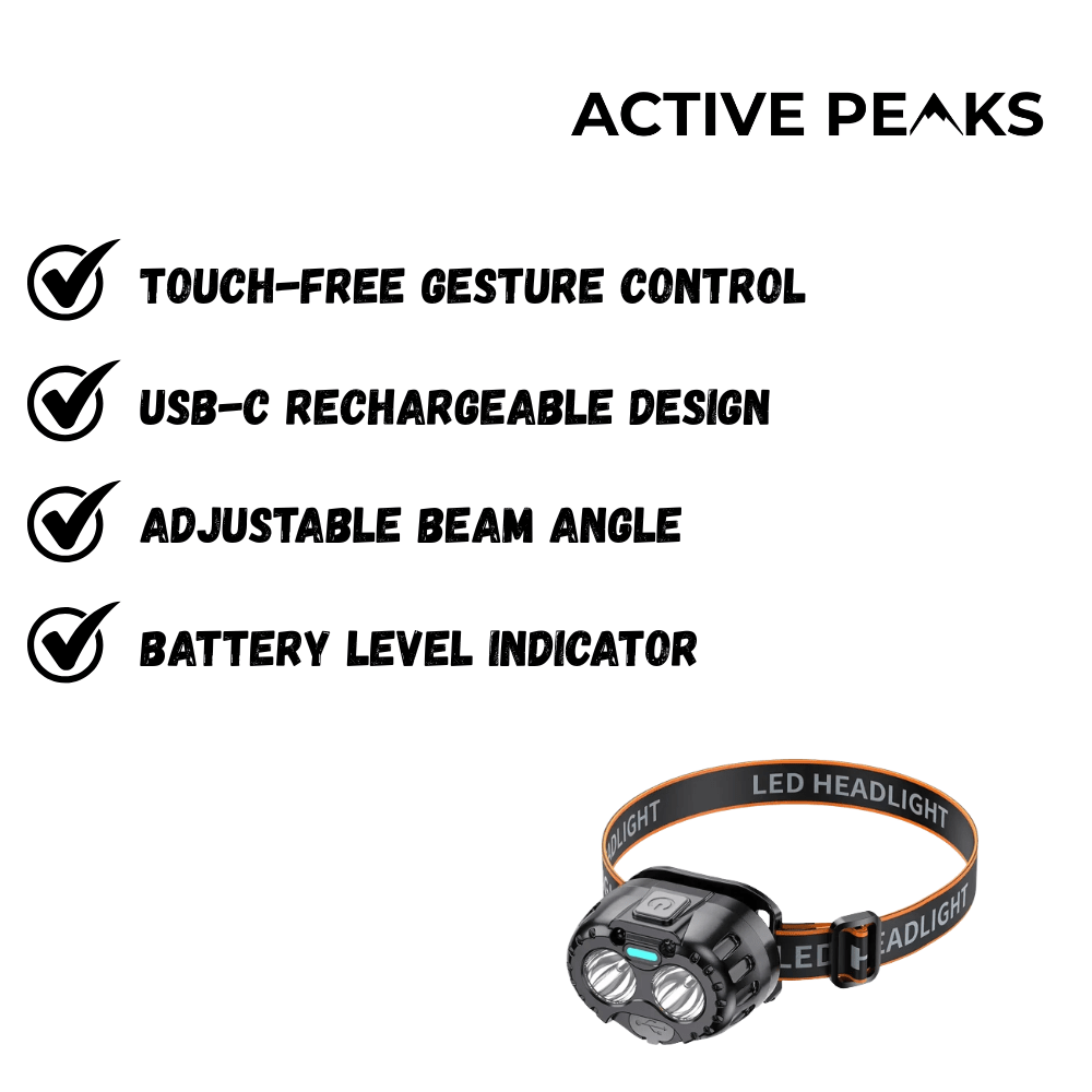 Lampe frontale LED étanche rechargeable par USB pour activités de plein air nocturnes par Summit Crest