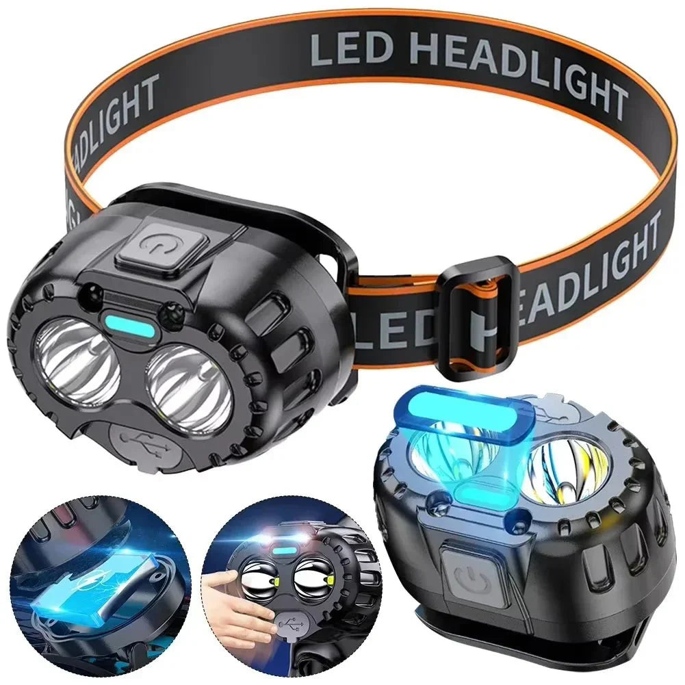 Lampe frontale LED étanche rechargeable par USB pour activités de plein air nocturnes par Summit Crest