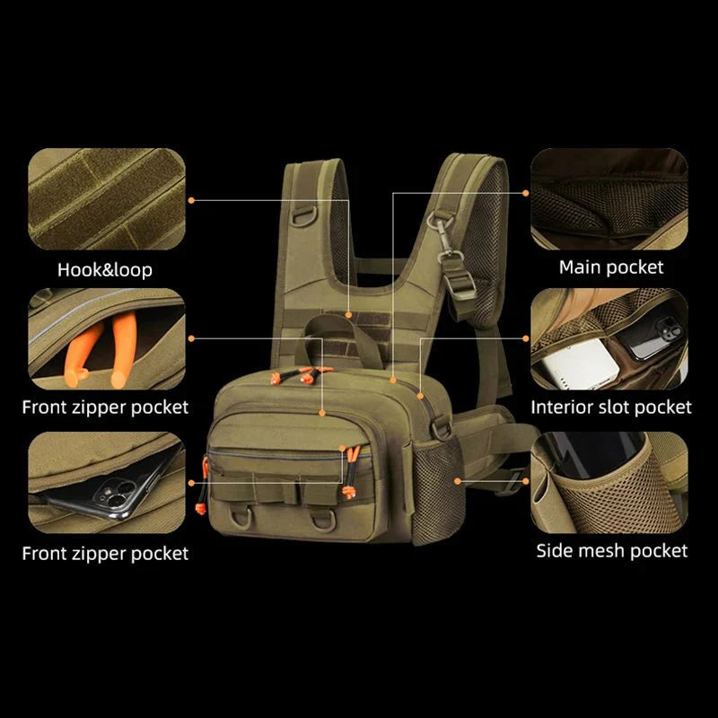 Ανθεκτική Τακτική Τσάντα Στήθους Αλιείας Tackle Pack Summit Ridge Εξοπλισμός Υπαίθρου για Ψαράδες Βασικά Είδη Ταξιδιού Υπαίθρου