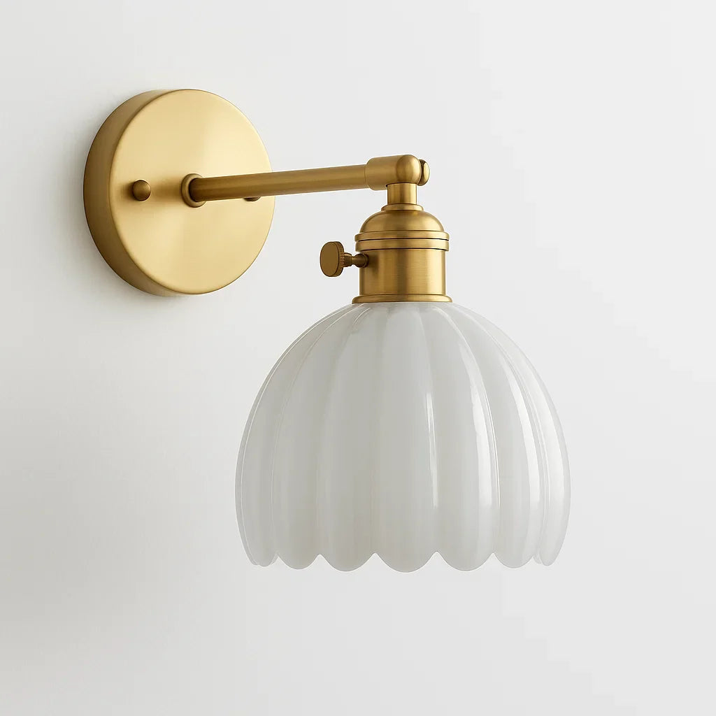 Vintage Wall Lamp | Glass Tulip Wall Sconces | Retro Wall Light Fixture | Soft Glow Sconce Lighting | Classic Home Decor Lamp - Zardee 6