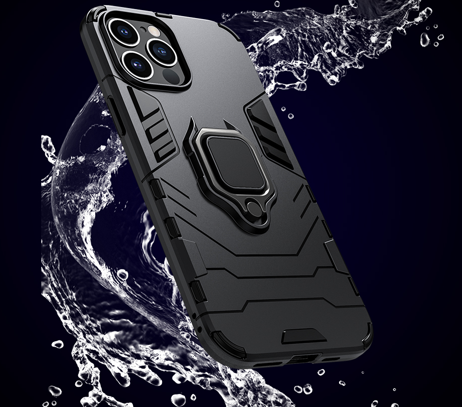 Funda Protectora Antigolpes Nebula Guard Aurora Shield para iPhone con Soporte de Anillo Mini en la Parte Trasera