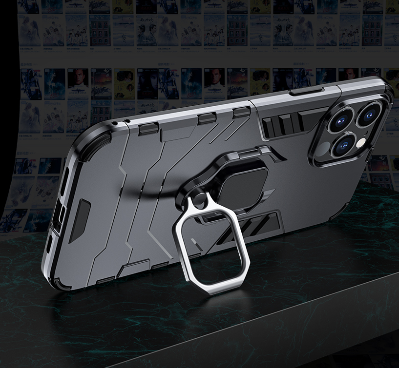 Funda Protectora Antigolpes Nebula Guard Aurora Shield para iPhone con Soporte de Anillo Mini en la Parte Trasera