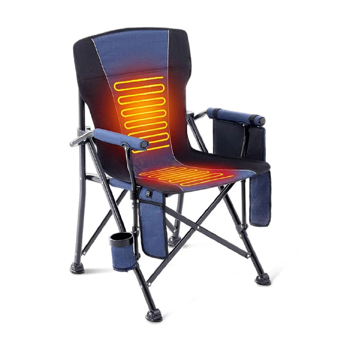 Chaise de camping pliante chauffante avec porte-gobelet, ultra portable et robuste pour usage extérieur