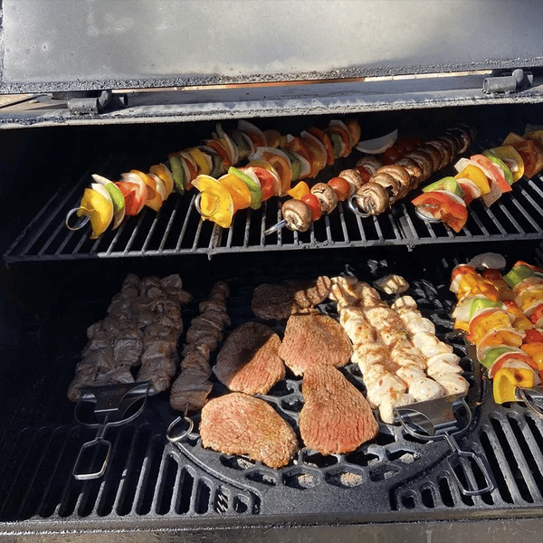 Háromágú rozsdamentes acél BBQ grillnyársak kebab és shish kabob sütéséhez, barbecue kiegészítők