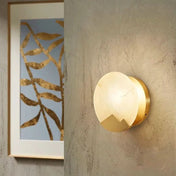 LED Wall Sconce Light Fixture In Copper And Alabaster For Modern Interiors LED Wall Sconce Light Fixture